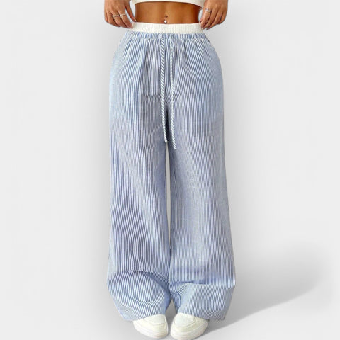 Pantalon Large à Rayures